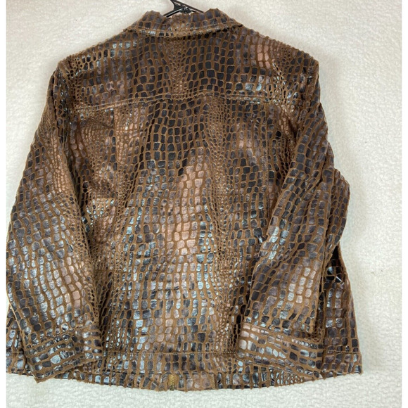 Ruby‎ Rd. Woman Black and Brown Zip Front Jacket Lightweight 3/4 Sleeves Size 14 - Picture 2 of 16